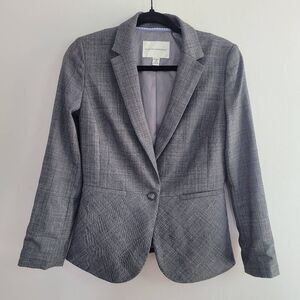 Banana Republic stretch grey blazer wool blend plaid fit & flare office business